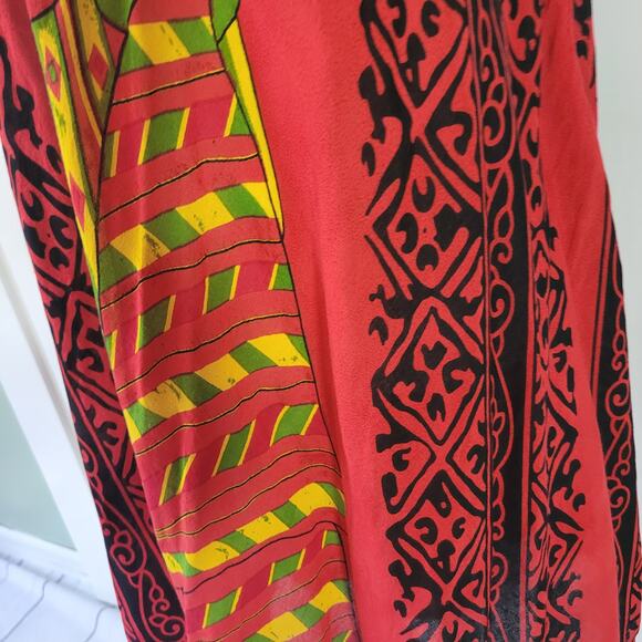 Seven Islands Size M Red Black Sleeveless Midi Dress Unique Art To Wear Shift - Picture 4 of 10